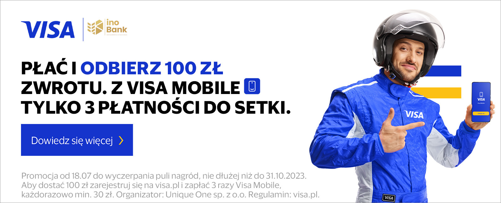 Płać Visa Mobile i odbierz 100 zł zwrotu na kartę